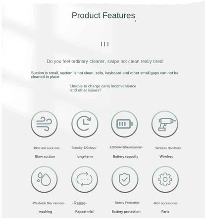 Car Vacuum Cleaner Wireless Multi-Functional Handheld Portable Car Vacuum Cleaner